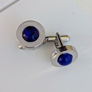 Silver and Blue Cufflinks